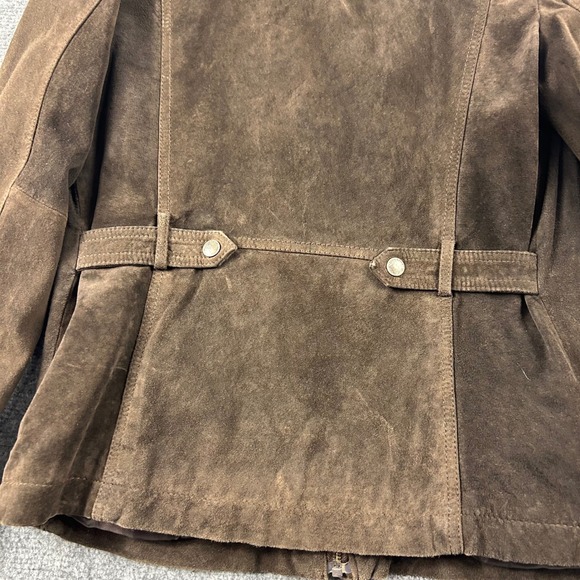 Eddie Bauer Jacket Womens M Brown Seattle Suede Washable Leather Zip Up Coat - Picture 5 of 7
